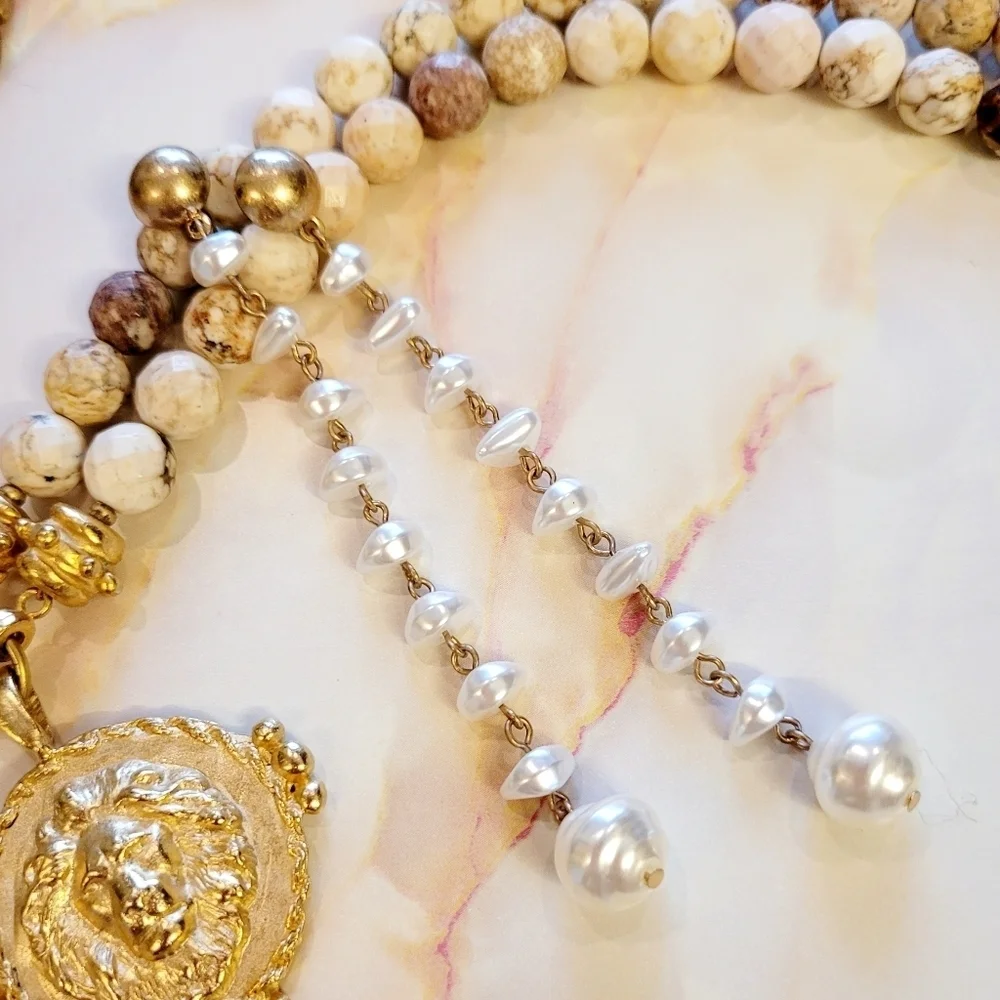 NWT Cultured Freshwater Pearl Strand Long Drop Gold Earrings